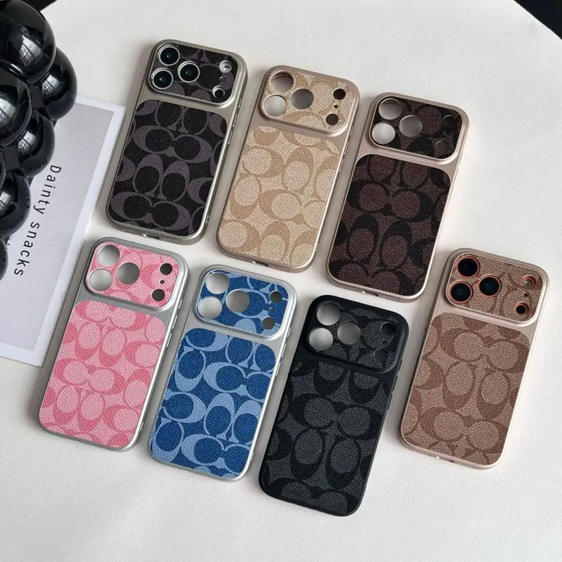 iPhone 18 Pro Max için çift C logolu moda telefon kılıfı, i17 koruyucu kapak