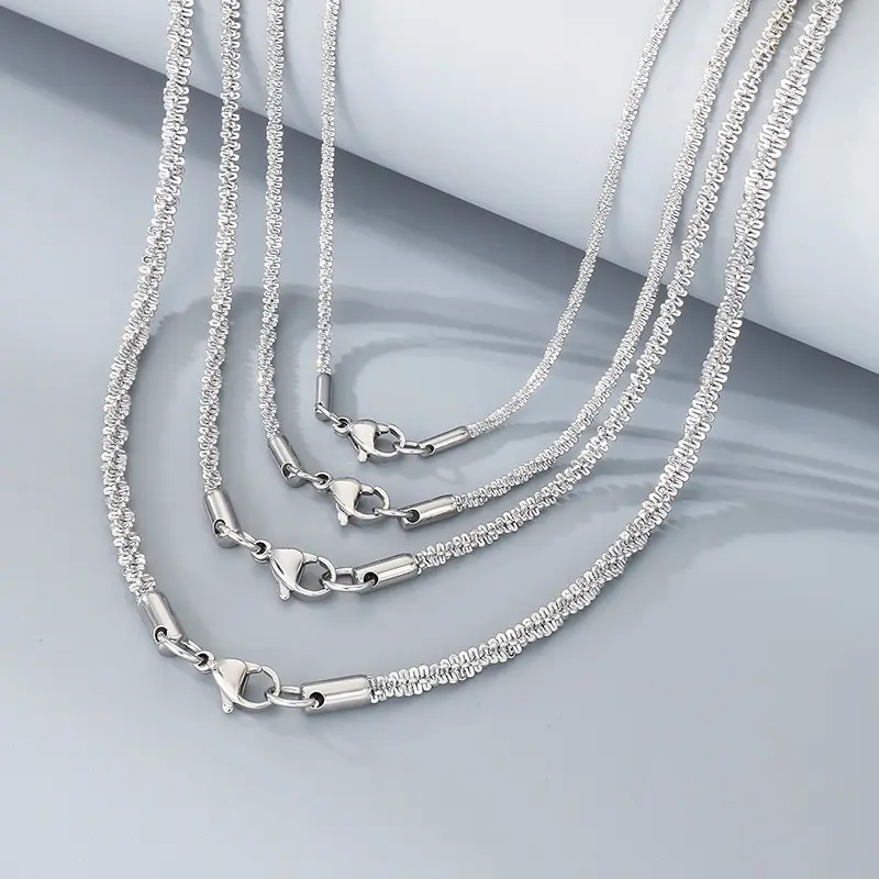Titanyum Çelik Burgu Zincir Kolye Paslanmaz Çelik Mısır Zincir Unisex