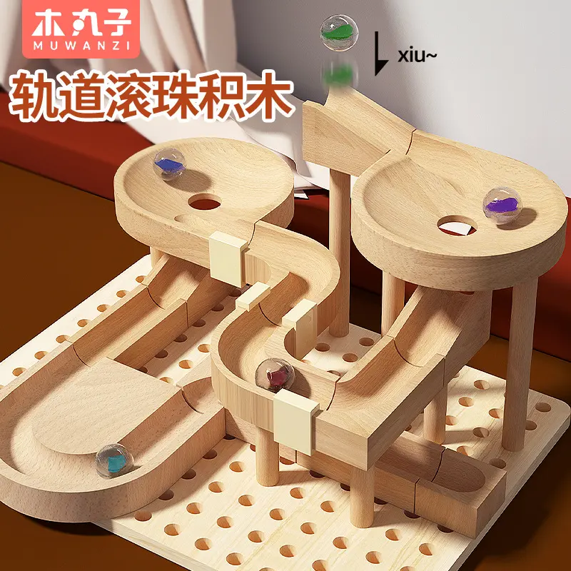 Marble run toy, wooden tubes, children educational
