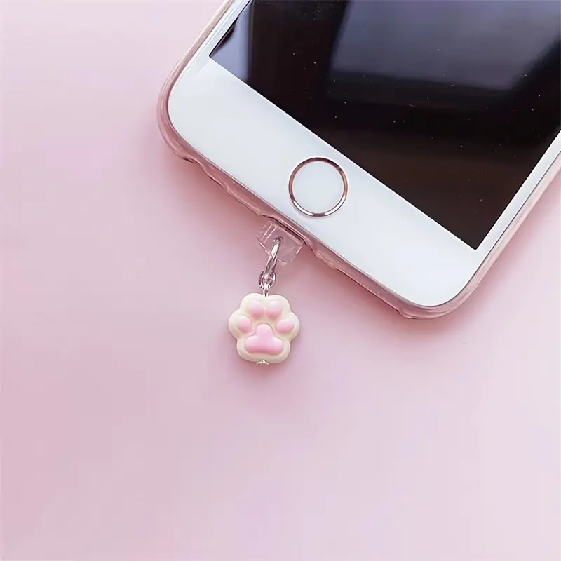 Mobile Phone Dust Plug Charming Cute Pink Cat Paw Mobile Phone Ornament Kawaii Pink Dog Paw Dust Plug Mobile Phone