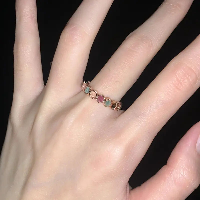 Turmalin Regenbogen Ring, verstellbar