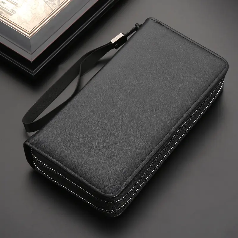 Men's Zipper Clutch Bag, Large Capacity Long Wallet