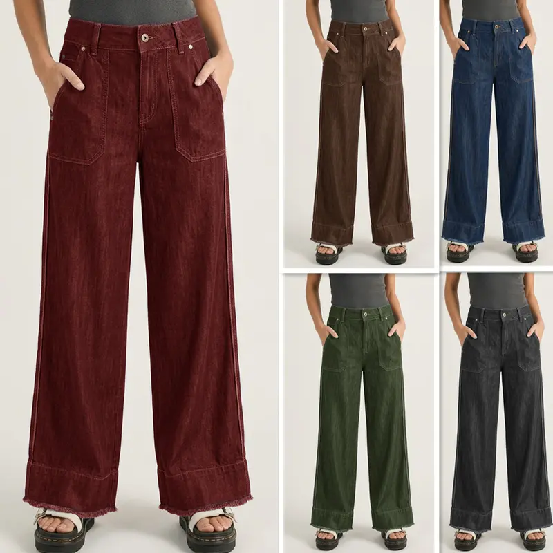 Kadın Amerikan retro çok cepli pantolon, çok renk ve beden seçeneği