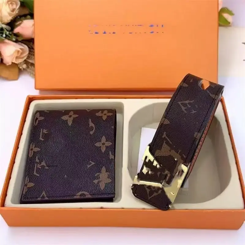 Men's leather belt double layer cowhide with gift box