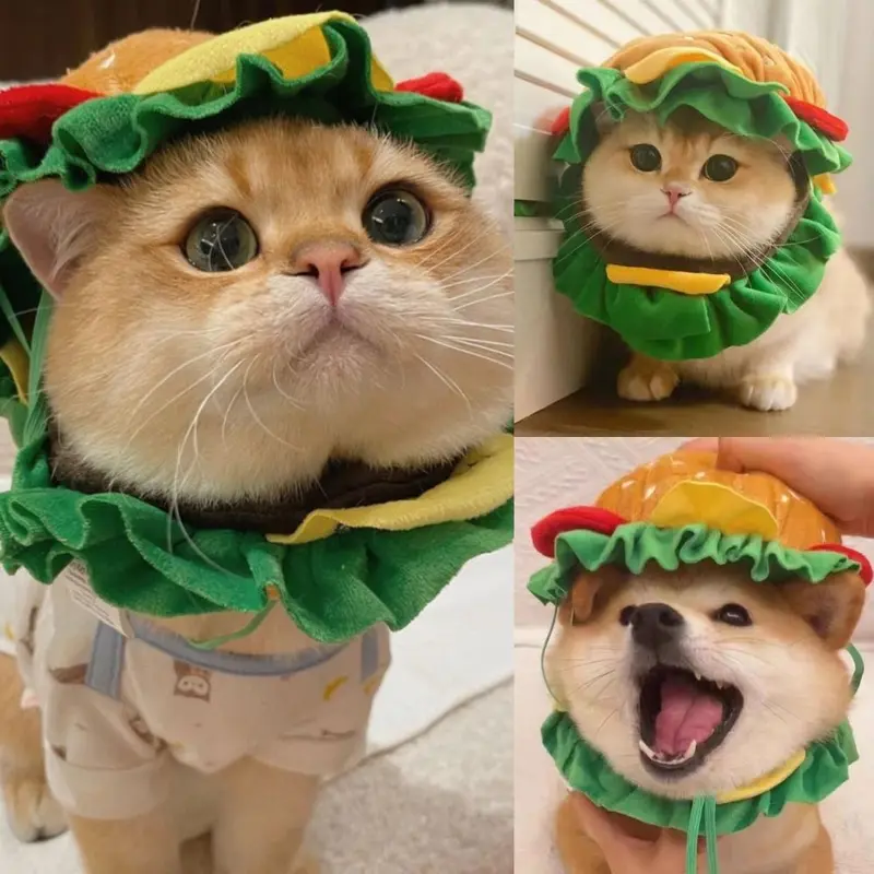 Hamburger Hat Costume for Cats and Dogs