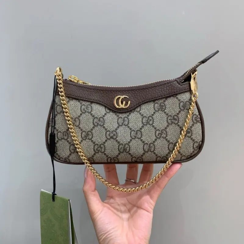 Classic Genuine Leather Women's Underarm Bag with Monogram Print, Cowhide