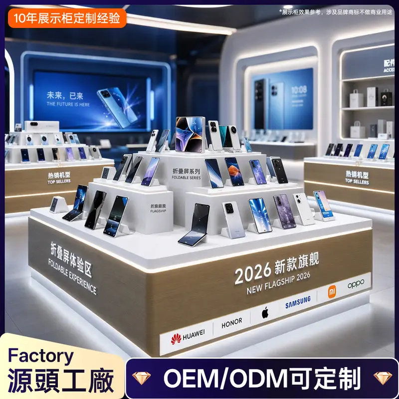 Floor-Standing 3C Digital Phone Display Showcase, Customizable