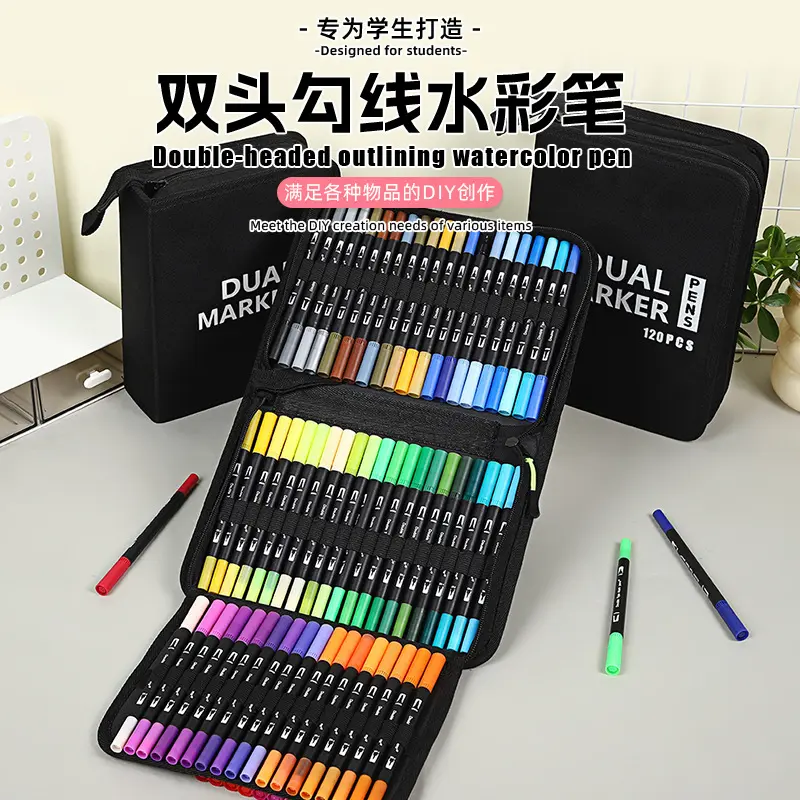 Dual-head marker pen set, water-compatible blendable