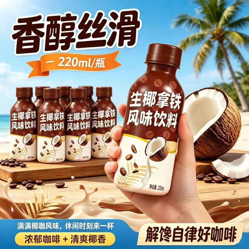 Kokos-Latte-Kaffee, aromatisch, tragbare Flasche für Studenten