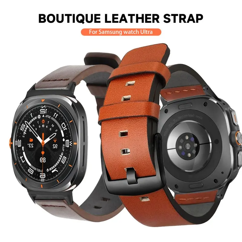 Samsung Galaxy Watch Ultra 47mm Leather Watch Strap with Metal Connector