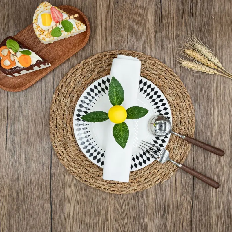 Cross-border Simple Yellow Lemon Napkin Rings Simulation Napkin Holder Napkin Buckle European Style Plant Jute Cloth Ring Wholesale