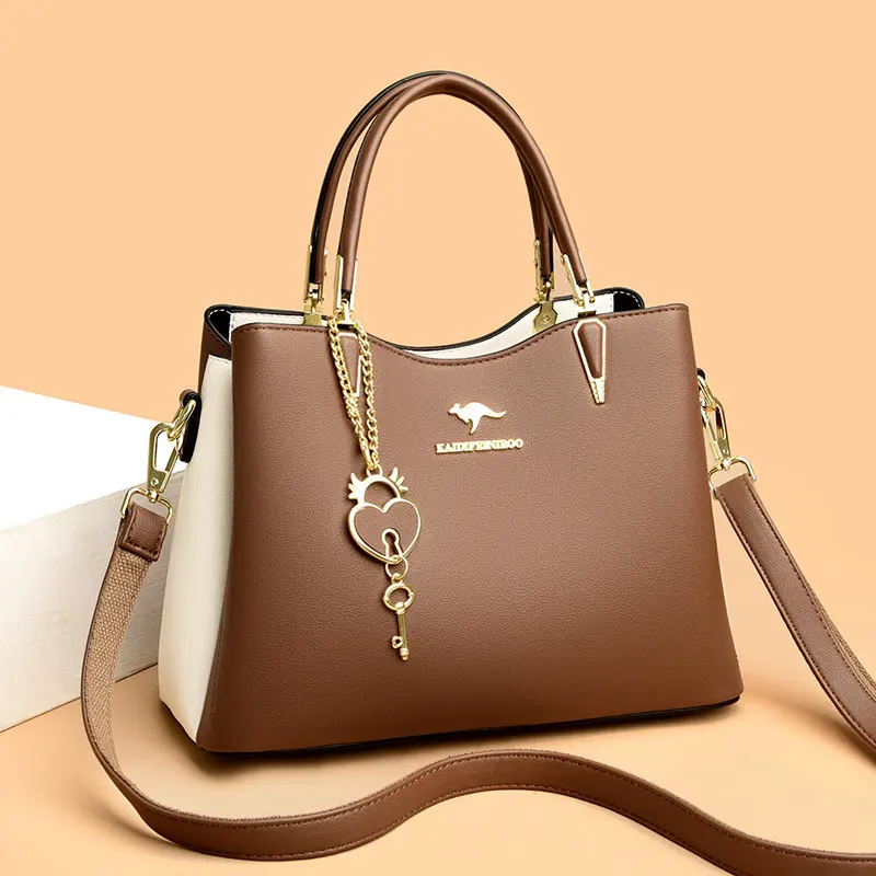 Genuine Leather Women's Shoulder Bag, Large Capacity Cowhide Handbag, Crossbody Strap