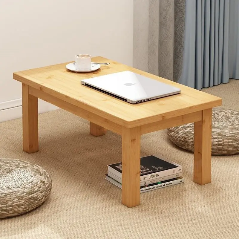 Bamboo Kang Table, Solid Wood Tatami Low Table for Floor Dining and Writing