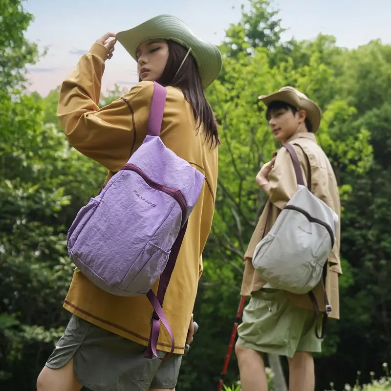 Süper Hafif Moda İnce Katlanır Seyahat Çift Omuz Çantası Erkek Kadın Uyumlu Outdoor Spor Sırt Çantası Hafif Çok Yönlü Dağcılık Sırt Çantası