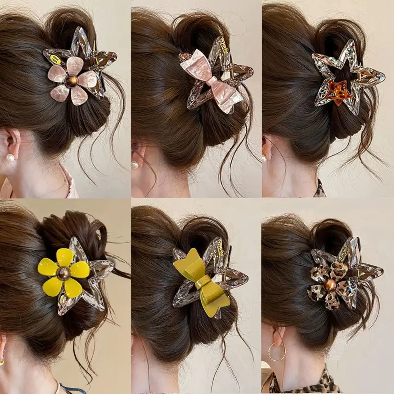 Korean-Style Schleifenklammer Butterfly Haarklammer für Frauen Fünfzackstern Haiflossen-Clip elegante Haarnadel Hochsteckfrisur-Clip 2026 Neukollektion wunderschönes Haaraccessoire