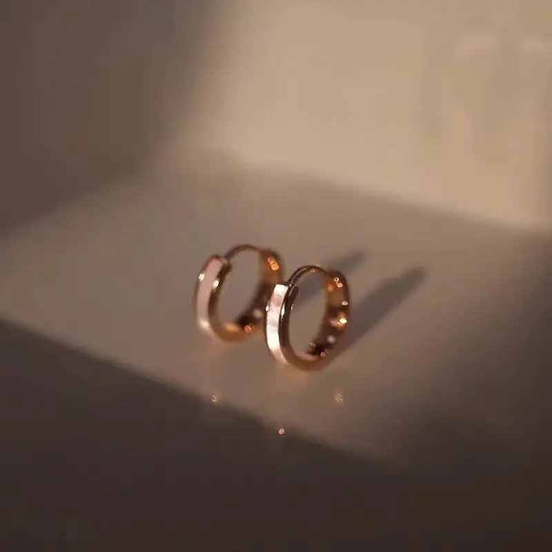 Minimalist ring earrings for women, flat design