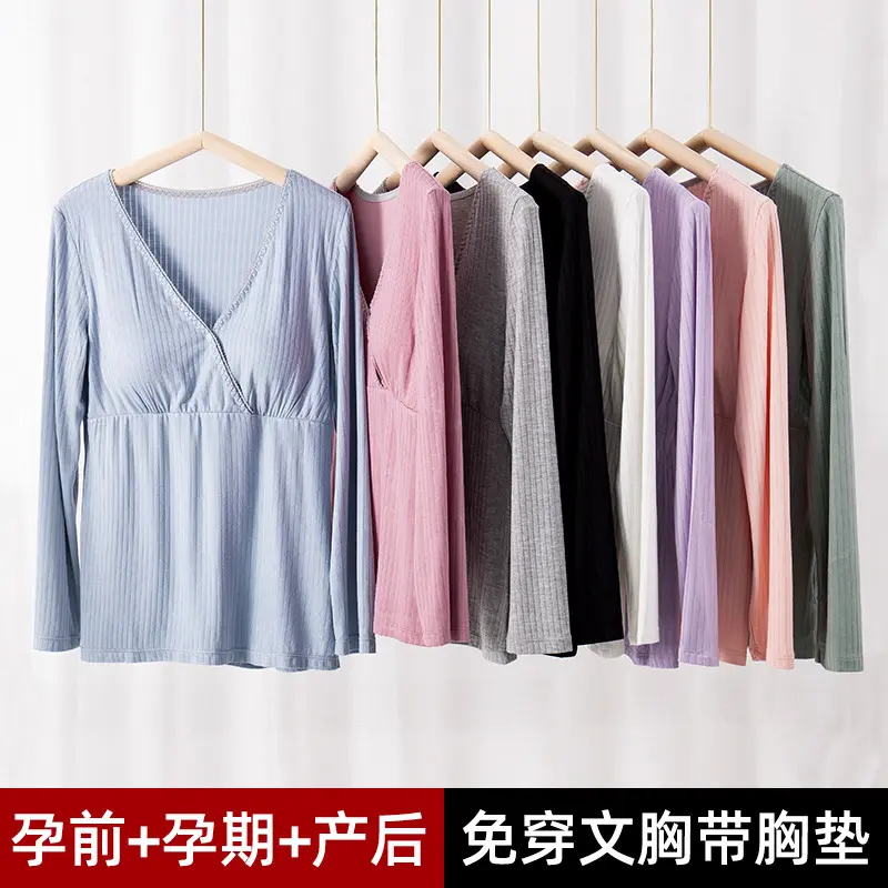 Long Sleeve Cross-Front Nursing Top, Postpartum Home Wear