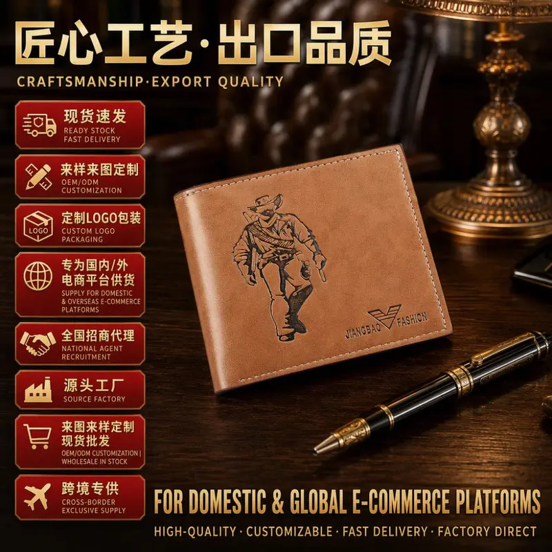 JIANGBAO Erkek Cüzdanı, Çok Kartlık Yatay Model
