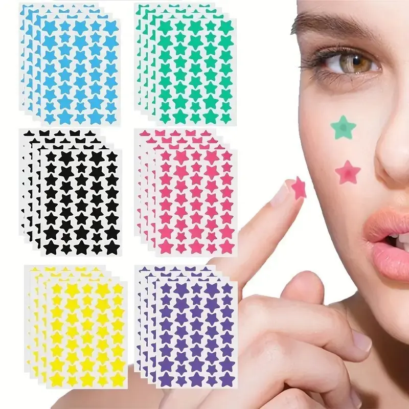 Star-Shaped Hydrocolloid Acne Concealer Patch, Colorful, with Essential Oil