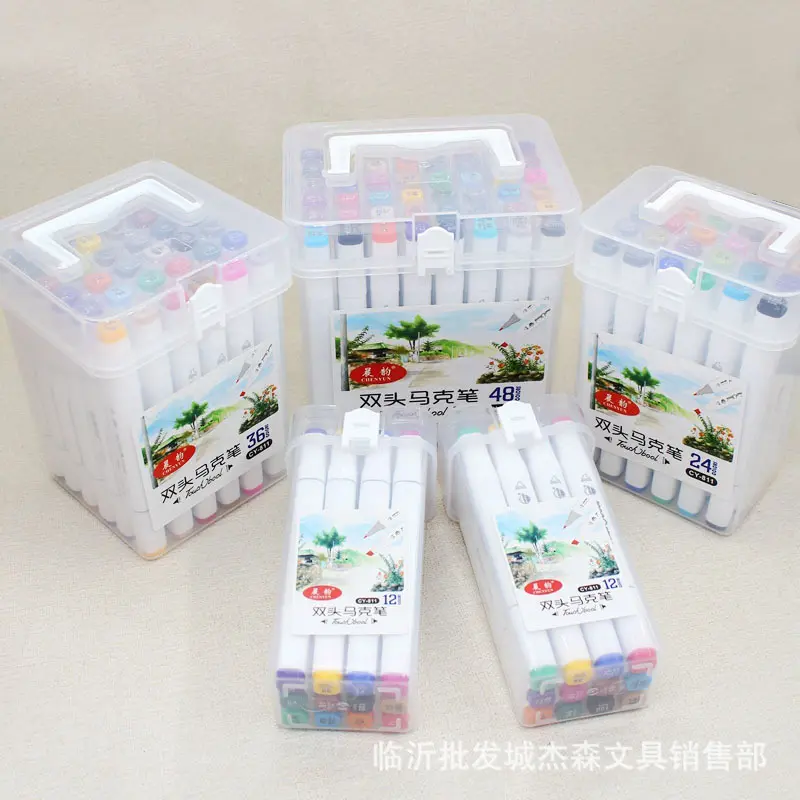 Chenyun 811 Serie Set mit 48 Farben, Dual-Tip-Marker und Aquarellstifte