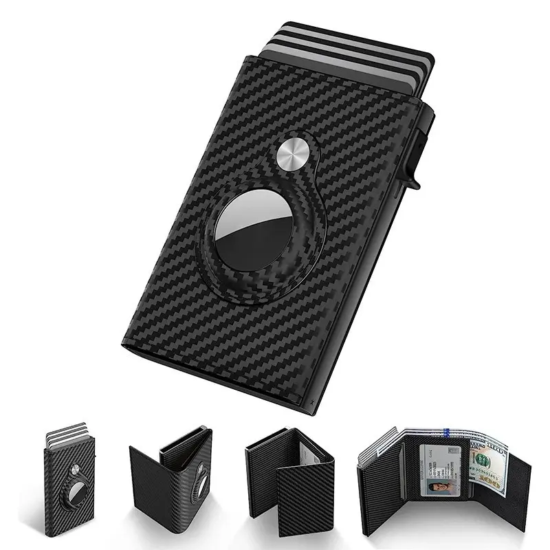 Metal Card Holder, Carbon Fiber, Large Capacity Men's Wallet
