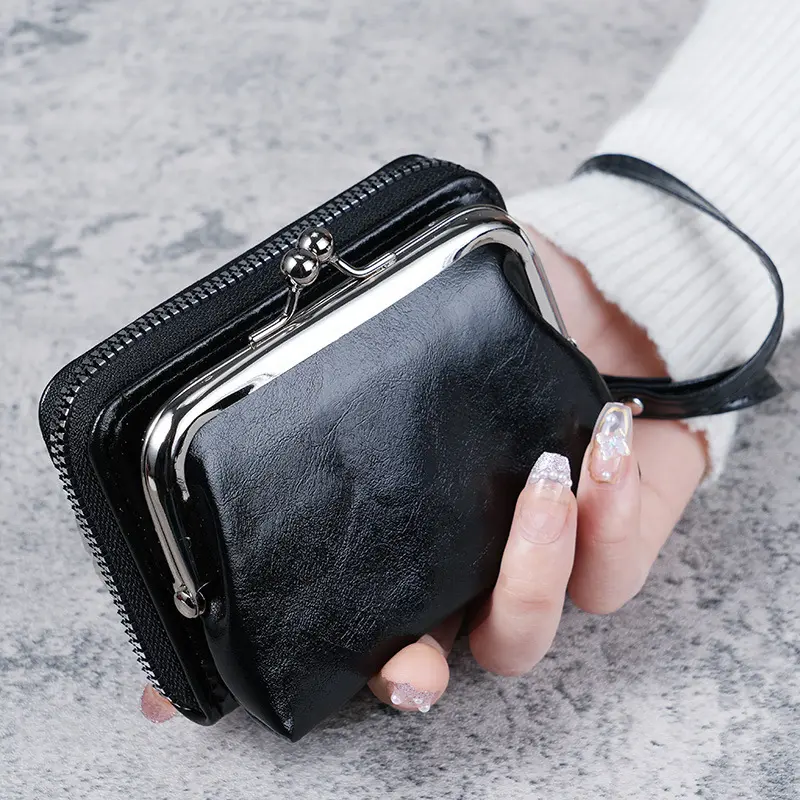 Women's Wristlet Short Wallet with Large Coin Pouch and Card Slots