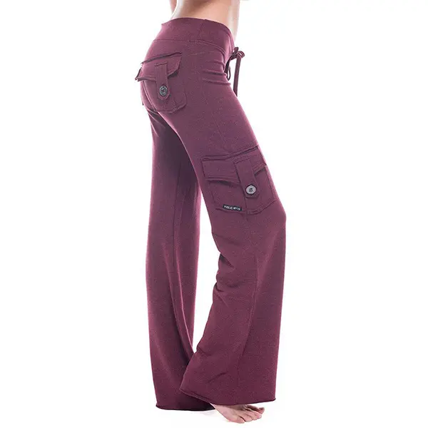Damen-Yogahose mit elastischem Bund und Knopftaschen, bequemer Schnitt