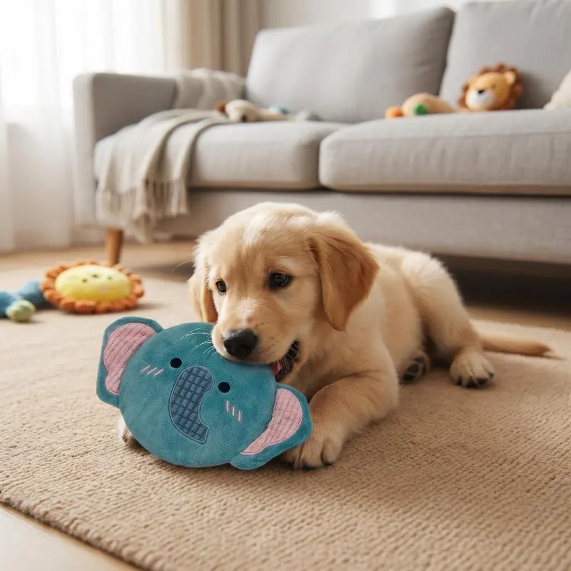 Peluş Köpek Frizbisi, BB Sesli Kağıtlı, Çiğneme Dayanıklı Eğitim Oyuncağı