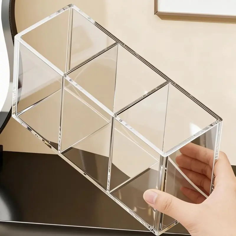Kosmetikpinsel-Organizer mit Fächern, transparent