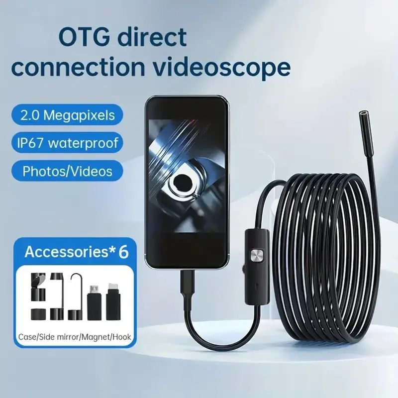 Telefon endoskopu 8mm 1080P, araba muayene kamerası