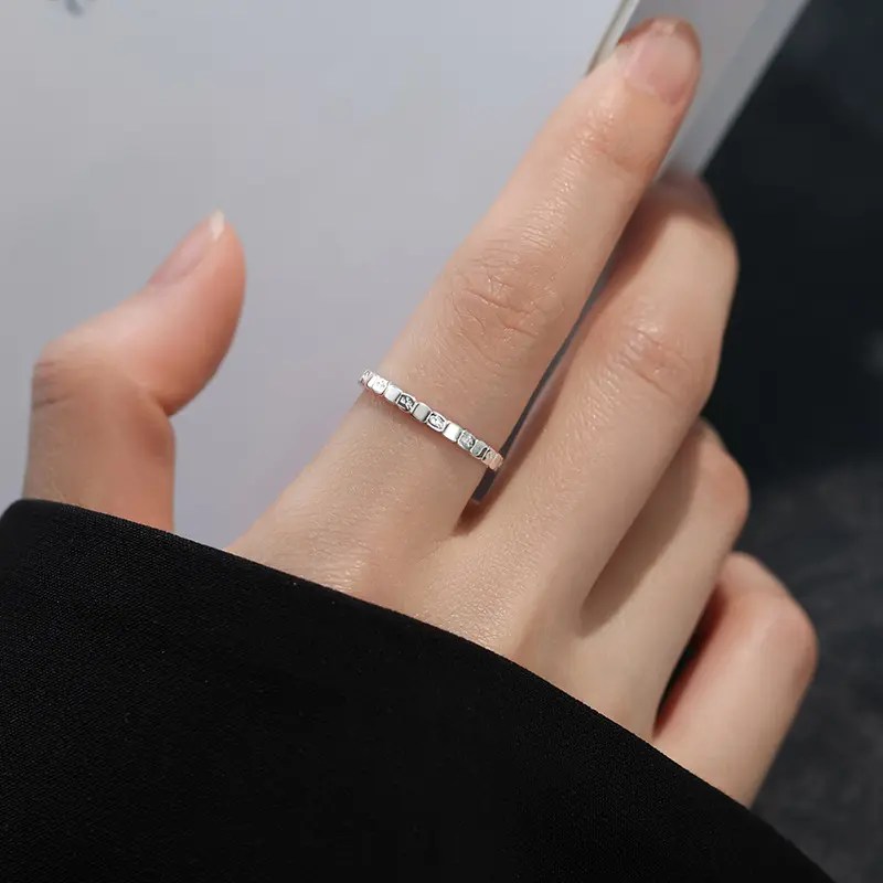 925 sterling silver geometric ring, open design