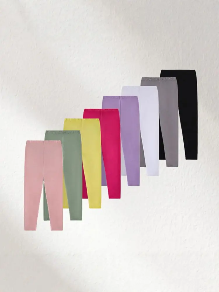 Mädchen-Leggings einfarbig, neun Achtel, Frühling/Herbst, elastisch, Süßigkeitenfarben