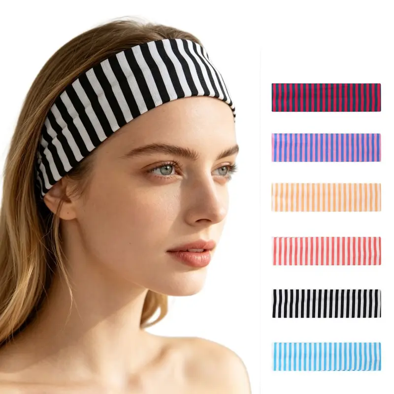 Elastisches breites kariertes Sport-Stirnband