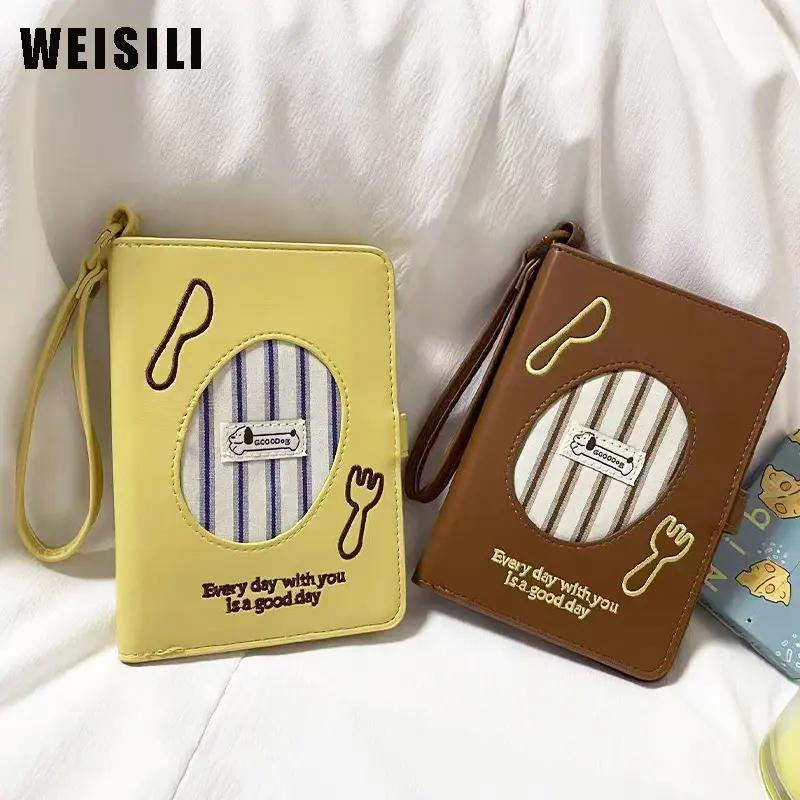 Cute Embroidered Passport Holder with Lanyard Travel Document Storage Bag Korean Style Simple Passport Cover Wholesale
