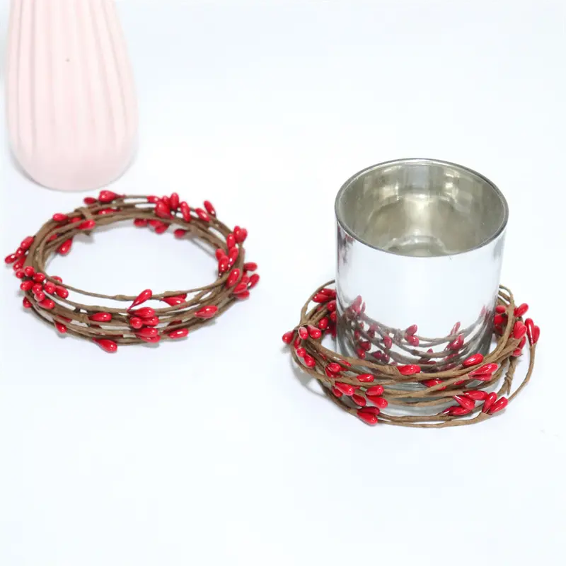 Bendable Artificial Red Fruit Decoration for Christmas Wreath, Rattan DIY