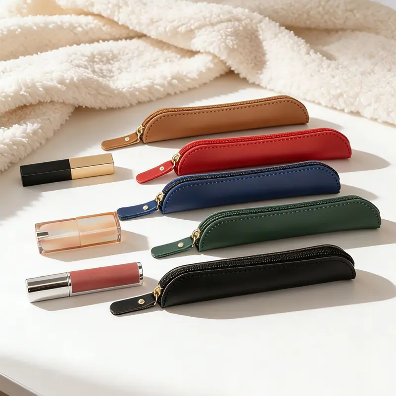Small Retro Makeup Bag, Waterproof PU Leather, Morandi Colors