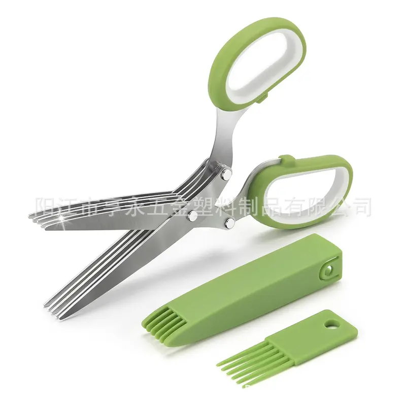 Five-Layer Stainless Steel Green Onion Scissors, Vegetable and Herb Scissors