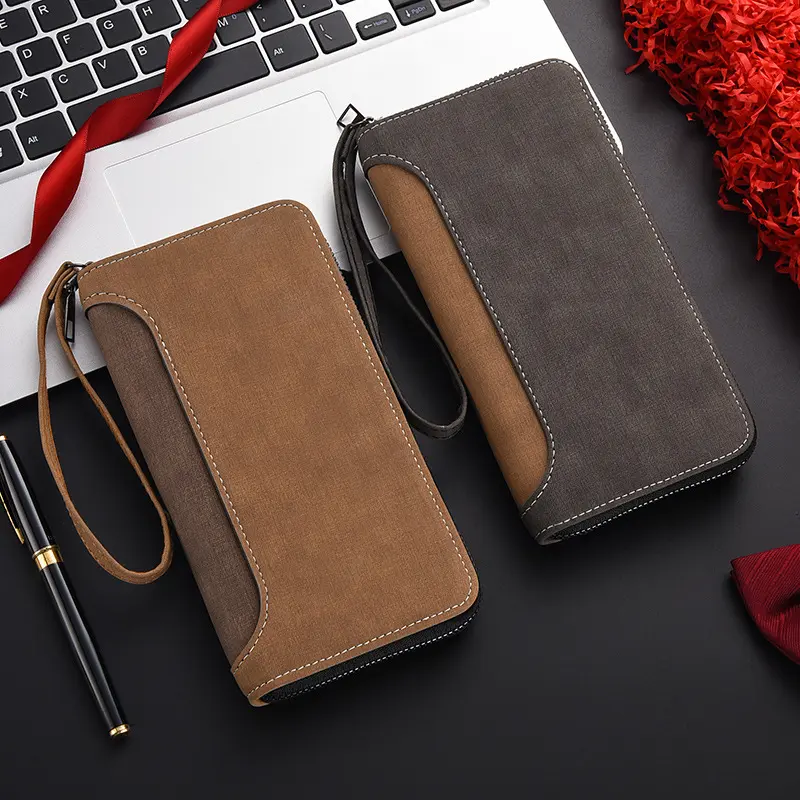 Men's Long Wallet with Zipper Coin Pocket, Multifunctional