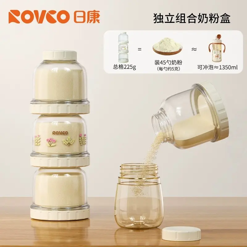 Portable Three-Compartment Baby Formula Storage Box, Airtight