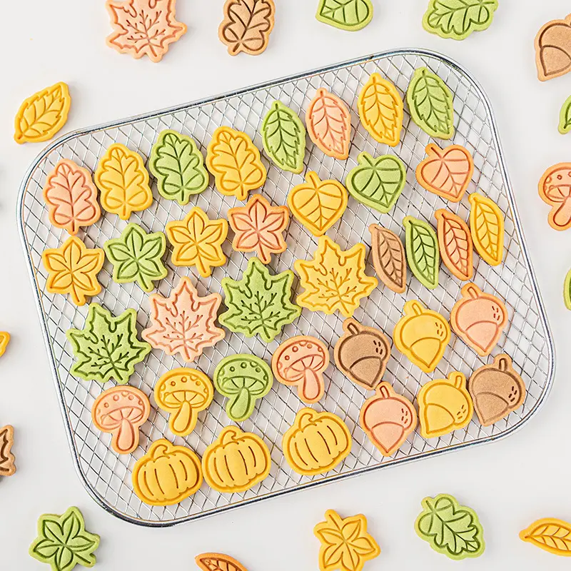 Autumn Cookie Cutter Set, Pumpkin, Mushroom and Leaf Shapes, Thanksgiving