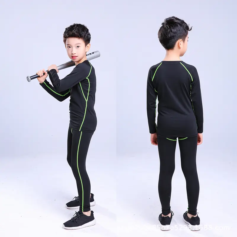 Boys Long-Sleeve Compression Training Shirt, Quick-Dry Base Layer