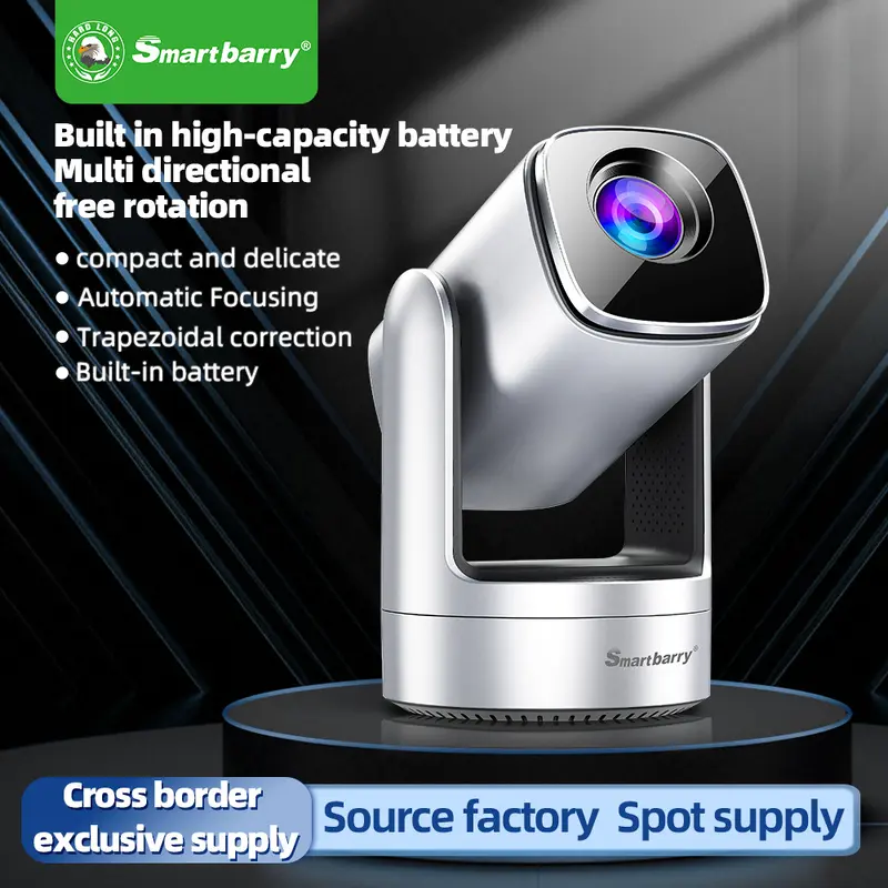 Sınır Ötesi 4K Açık Hava Projektörü Yerleşik Pil WiFi HD Android Akıllı Projector