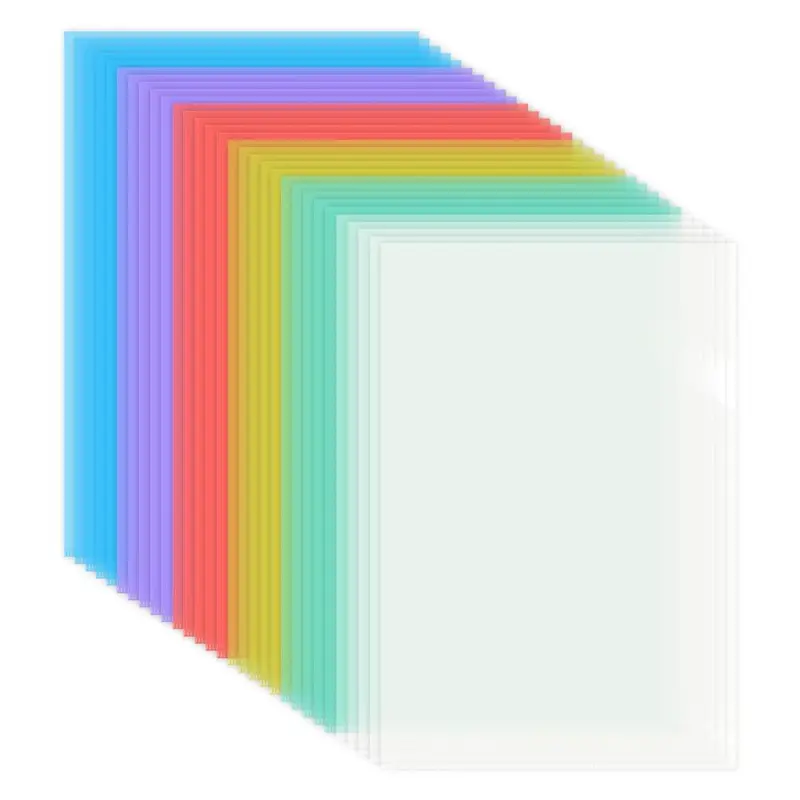 A4 Transparent Document Bags, Side-Opening, 30 Pcs, 6 Colors
