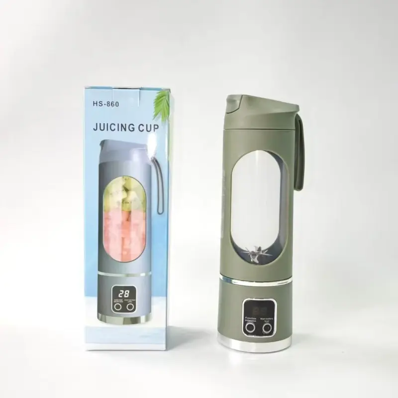 跨境家用双电机小型迷你数显便携榨汁机学生奶昔杯多功能果汁USB