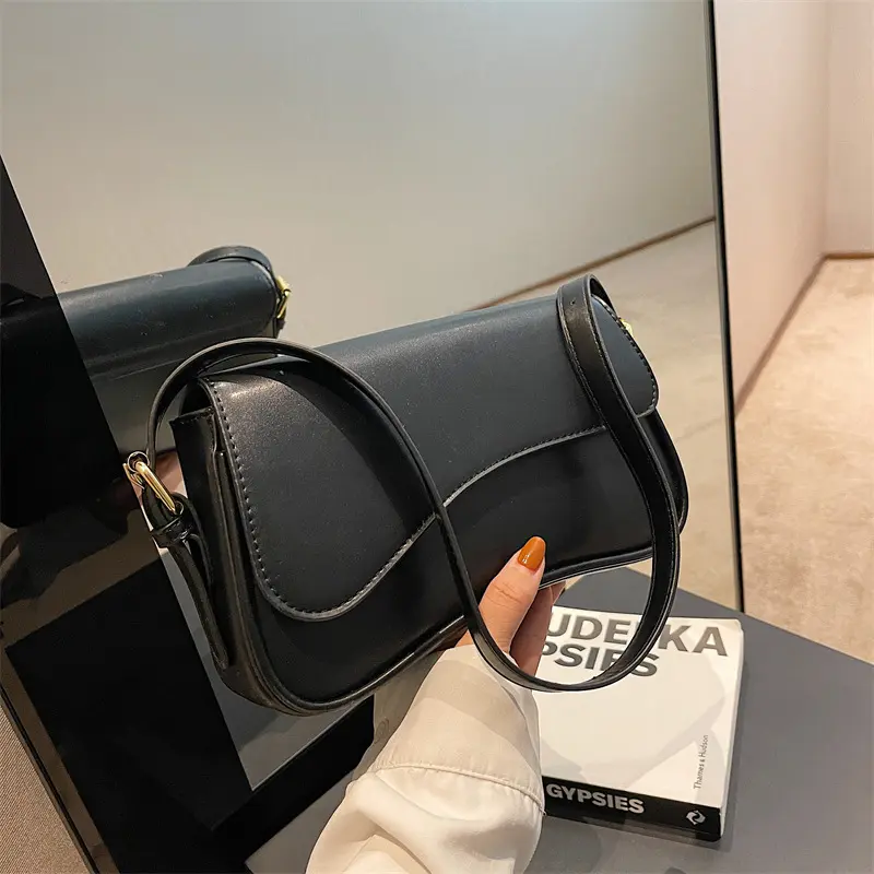 Women's Flip-Cover Magnetic Snap Single-Shoulder Bag, Crossbody Strap