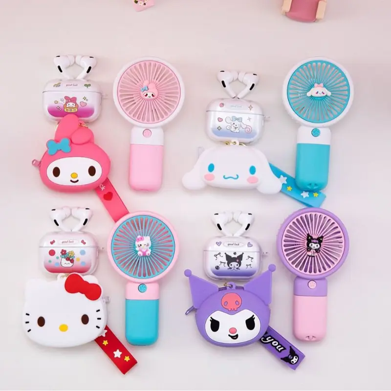 Çapraz Sınır Yeni Model TWS Kulak İçi Kablosuz Bluetooth Kulaklık 5.4 Karikatür Silikon Koruma Kılıf El Tipi Küçük Fan Seti