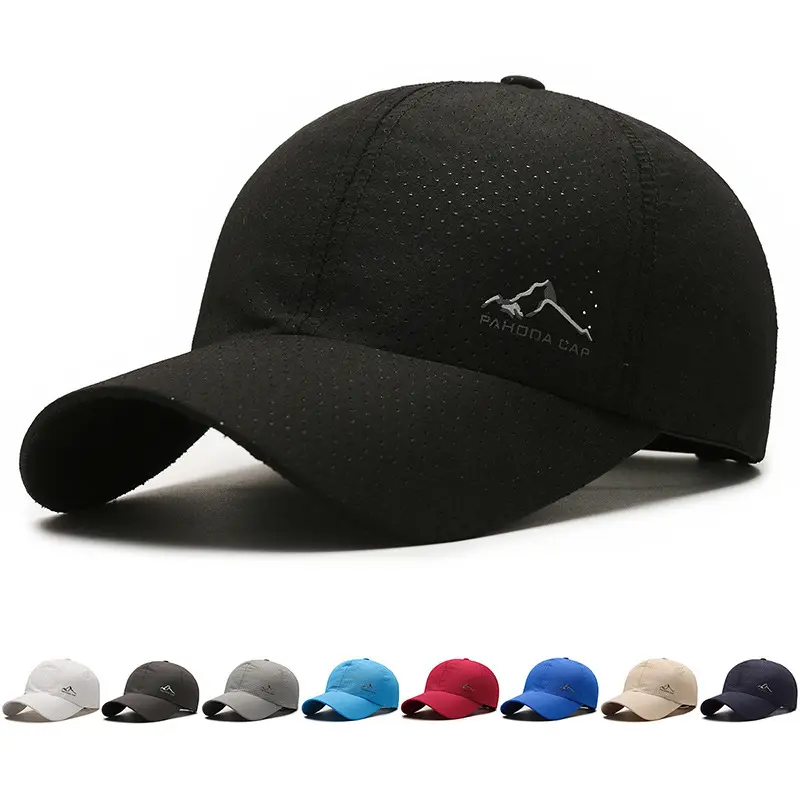 Sommer-Schnelltrocknende Baseballkappe mit Bergspitzen-Druck, perforierte Spitzkappe für Outdoor-Sport und Freizeit-Sonnenhut, Cross-Border-Livestream
