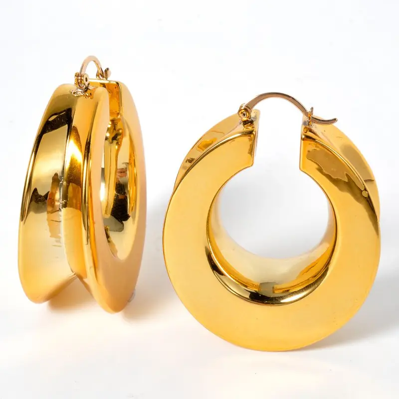 Exaggerated 18K Gold-Plated Circle Earrings for Women