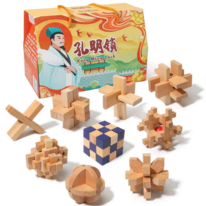 Wooden Luban Lock Classic Brain Teaser Puzzle for Adults and Children