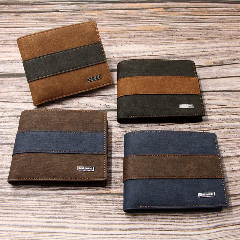 Men's Short Wallet, Multi-Card Slots, Frosted Finish, Retro Korean Style